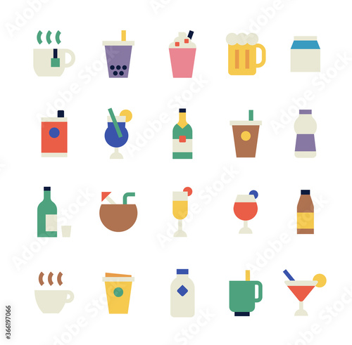 Cute drink icon set.