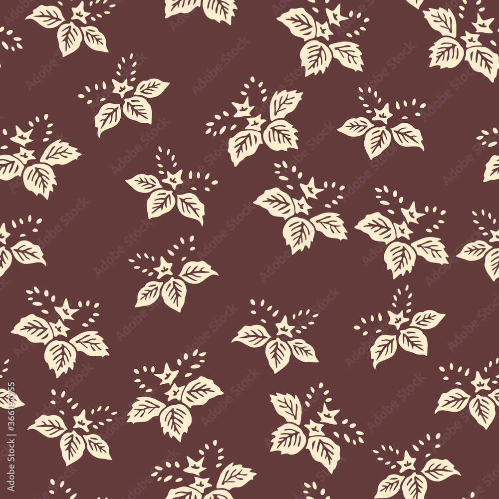 Japanese Cute Flower Leaf Vector Seamless Pattern Japanese Cute Flower Leaf Vector Seamless Pattern