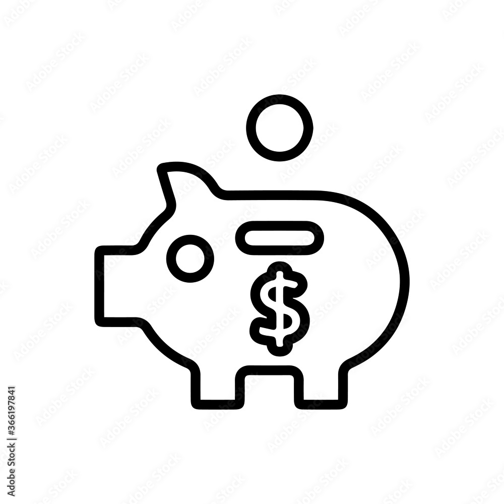 vector illusion icon of United States Dollar's Piggy Bank Outline vector illusion icon of United States Dollar's Piggy Bank Outline