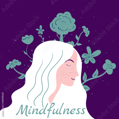 Mindfullness yoga meditation woman sit in the lotus position meditate photo