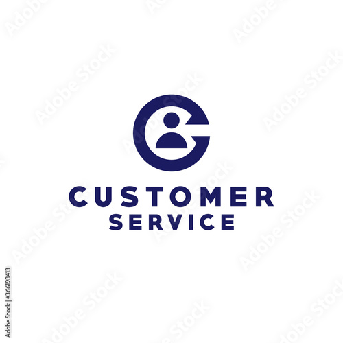 customer service logo vector letter c for consultation in a simple flat style