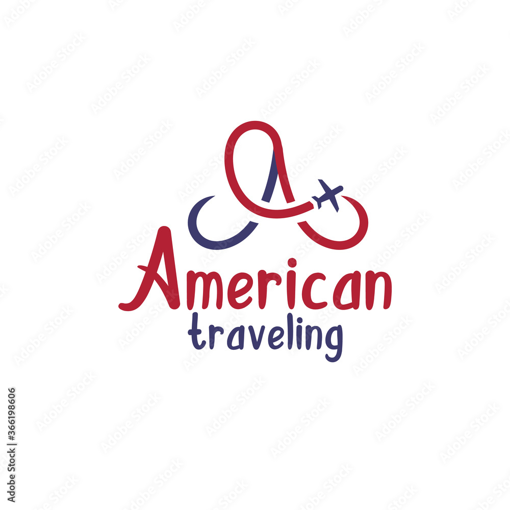 American travel logo, vacation and adventurer vector American travel logo, vacation and adventurer vector