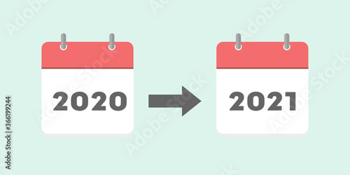 2020年・2021年のカレンダー： コロナウイルスによるイベントの延期・年末年始イメージ素材
