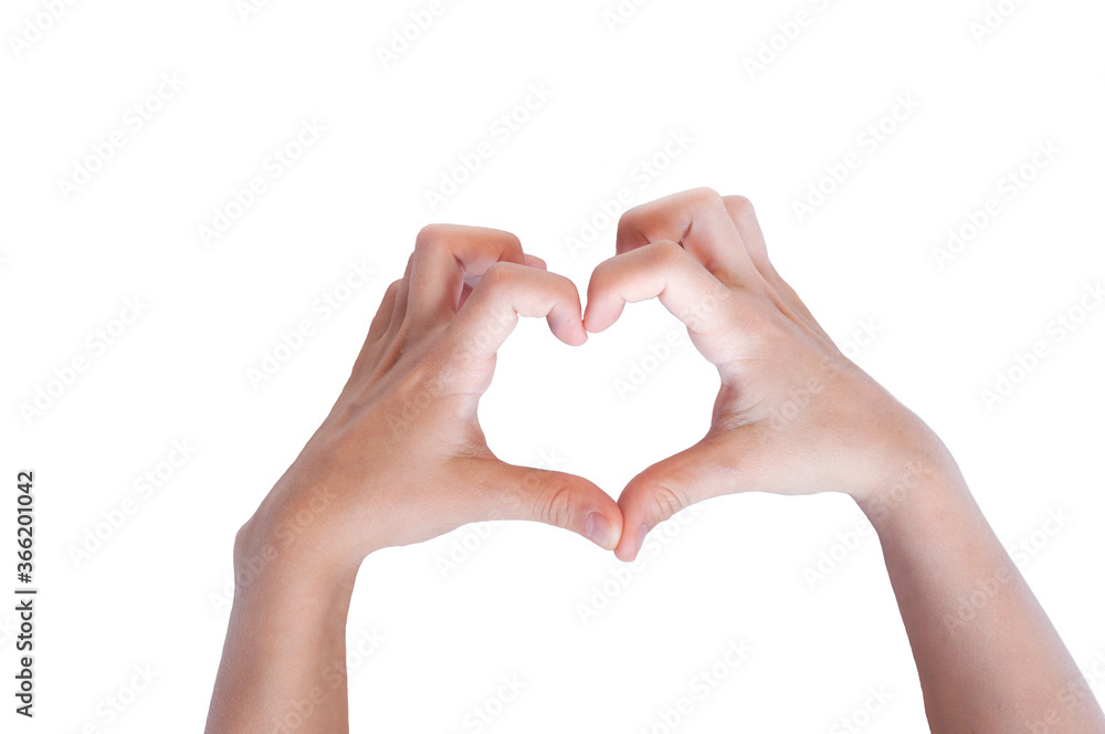 Heart with hands. Hands folded in the shape of a heart. Isolated on white background Heart with hands. Hands folded in the shape of a heart. Isolated on white background