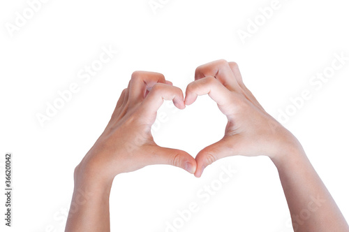 Heart with hands. Hands folded in the shape of a heart. Isolated on white background