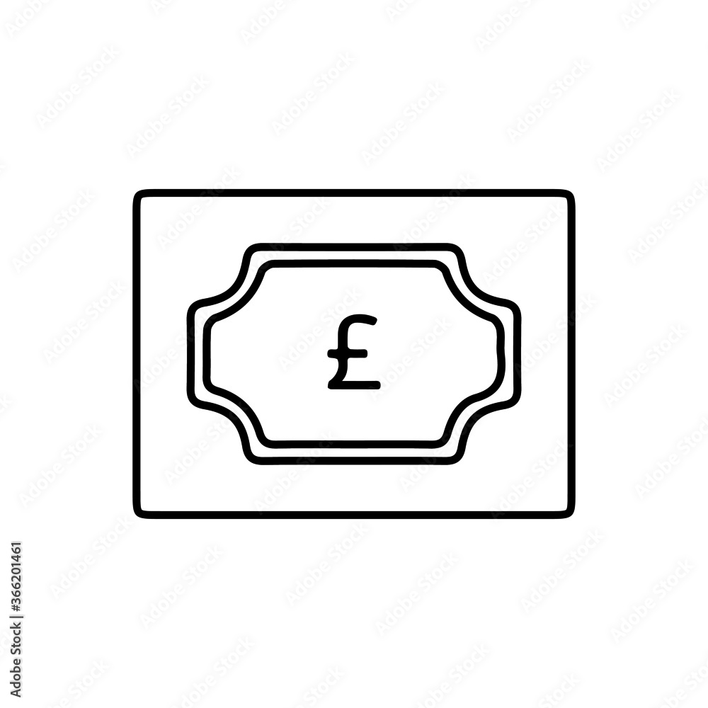 vector illusion icon of  British Pound's Currency note Outline