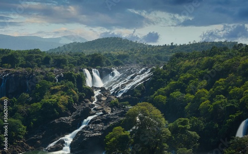 Beautiful Bharachukki falls during a sunny day