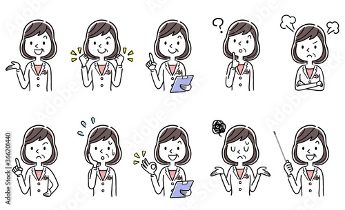 Vector material: female doctor set, collection
