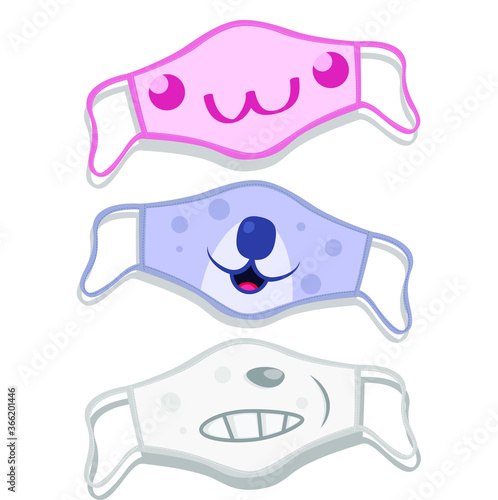 illustration of owo face mask, white tiger and ice bear