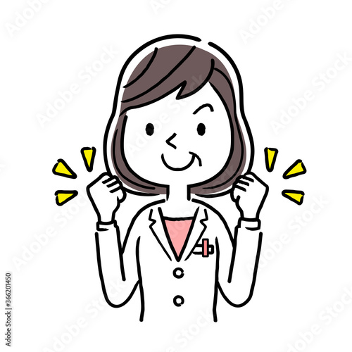 Vector material: motivated, middle-aged female doctor taking a vigorous pose
