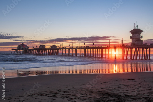 Sunset at Huntington Beach Pier photo