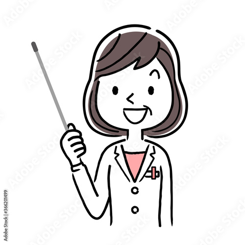 Vector material: middle-aged female doctor explaining
