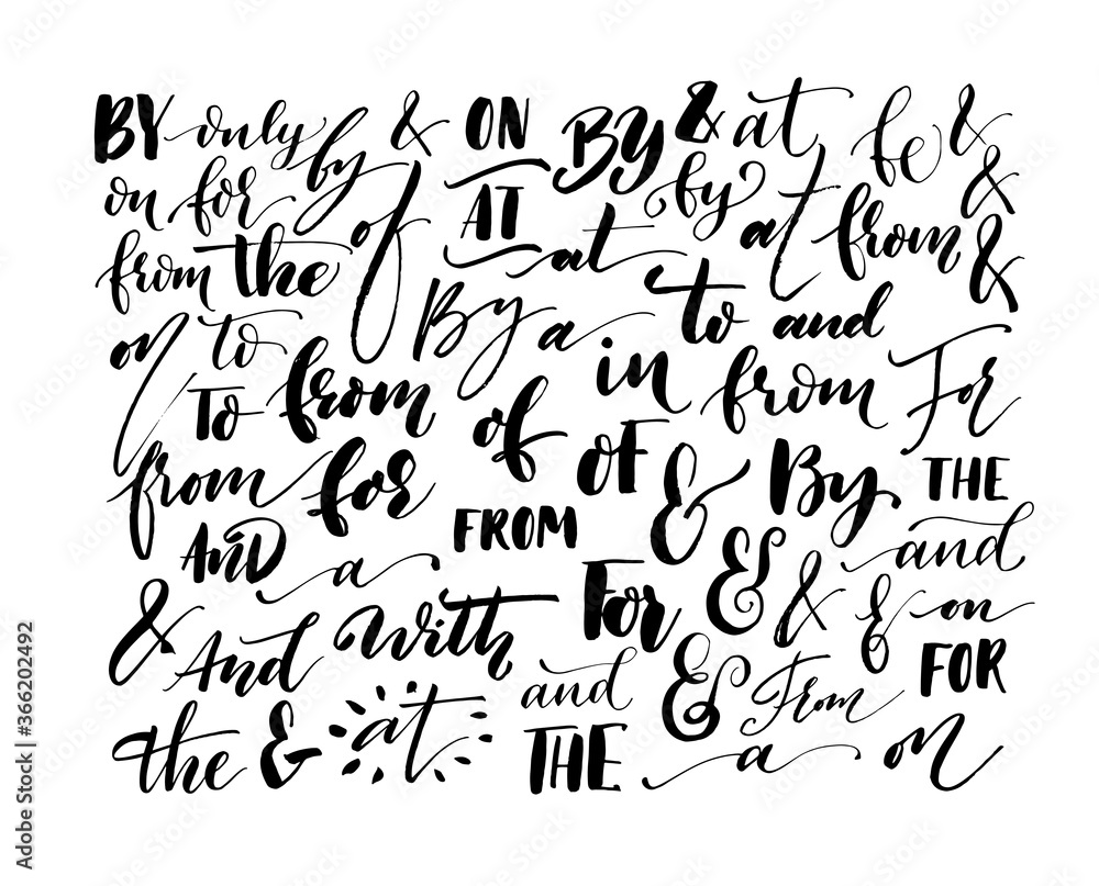 Collection brush style lettering of catchwords. Modern small words handwritten vector calligraphy. Black paint lettering isolated on white background. Useful for postcard, greeting card, t shirt print Collection brush style lettering of catchwords. Modern small words handwritten vector calligraphy. Black paint lettering isolated on white background. Useful for postcard, greeting card, t shirt print