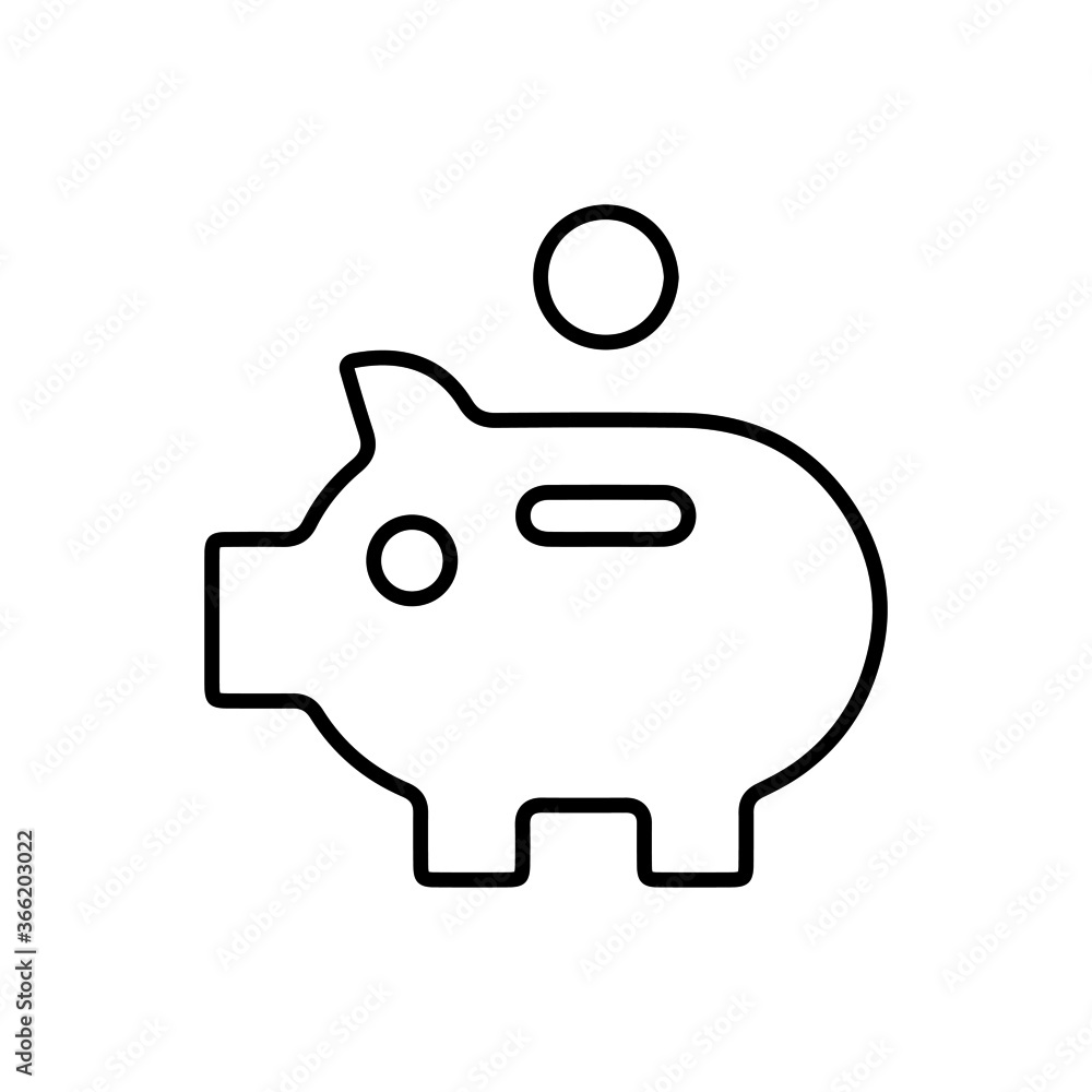 vector illusion icon of Piggy Bank Outline vector illusion icon of Piggy Bank Outline