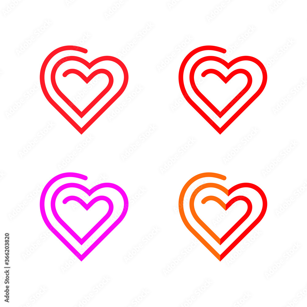 Vector heart line logo. Love icon set. Stock illustration
