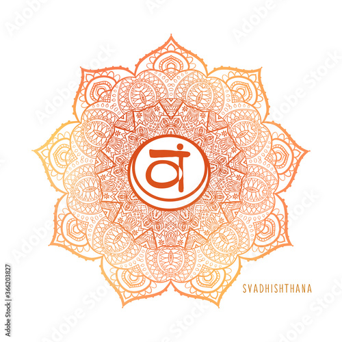 Chakras coloring vector illustration. Chakra symbol. Red Color. For logo yoga healing, meditation, kundalini.