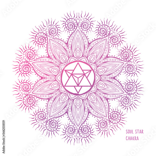 Chakras coloring vector illustration. Chakra symbol. Red Color. For logo yoga healing, meditation, kundalini.