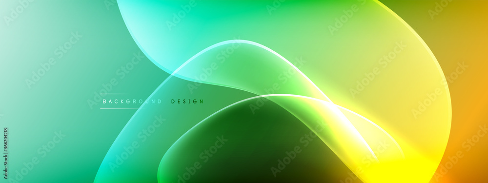 Vector abstract background - liquid bubble shapes on fluid gradient with shadows and light effects. Shiny design template for text
