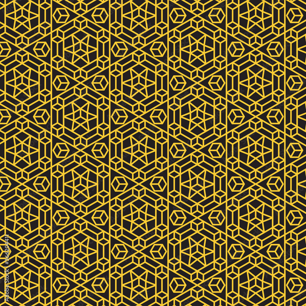 seamless hexagonal mosaic grid pattern. indian, persian ornamental design