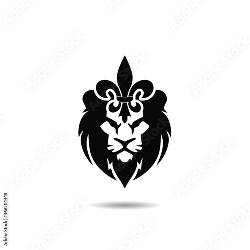Lion luxury logo icon with shadow