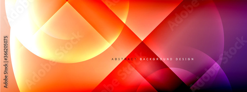 Vector abstract background - circle and cross on fluid gradient with shadows and light effects. Techno or business shiny design templates for text