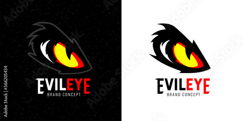 Evil yellow snake or cat eye logo template design. Brand concept. Vector illustration.