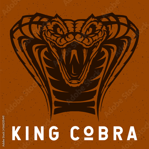 King Cobra vector illustration. Evil snake face graphic design.