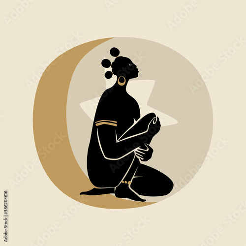 Black Woman With Three Afro Pufs