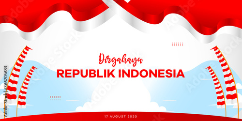 Backdrop 17 August. Indonesia Independence Day greeting card design, banner, texture and background.