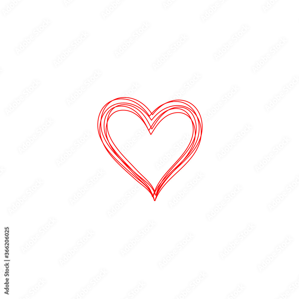 Hand drawn heart vector icon. Vector illustration isolated on white background.