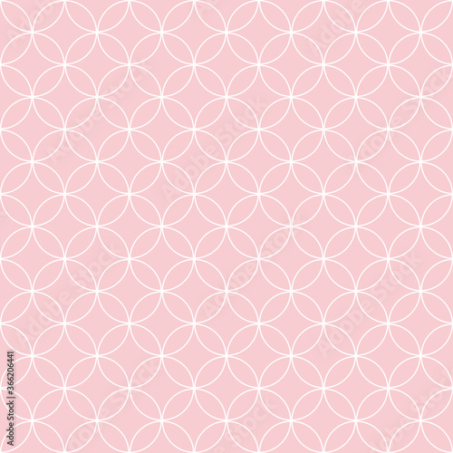 Japanese seven treasures line pattern vector in pink and white. Classic seamless shippou pattern for wallpaper, textile, or other modern print. Symbol of harmony and strong relationships.