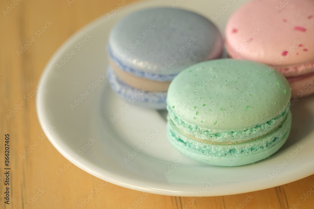 Top view on french macarons in pastel colors Top view on french macarons in pastel colors