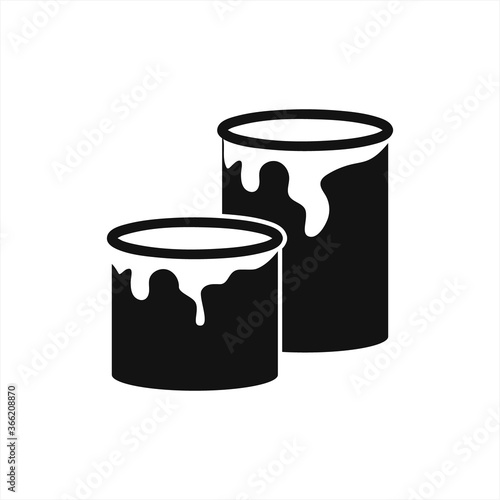 Bucket with paint icon isolated on white. Stencil for construction and repair. Vector stock illustration. EPS 10