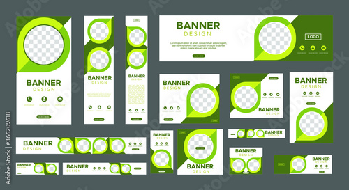 set of creative web banners of standard size with a place for photos. Business ad banner. Vertical, horizontal and square template. vector illustration EPS 10