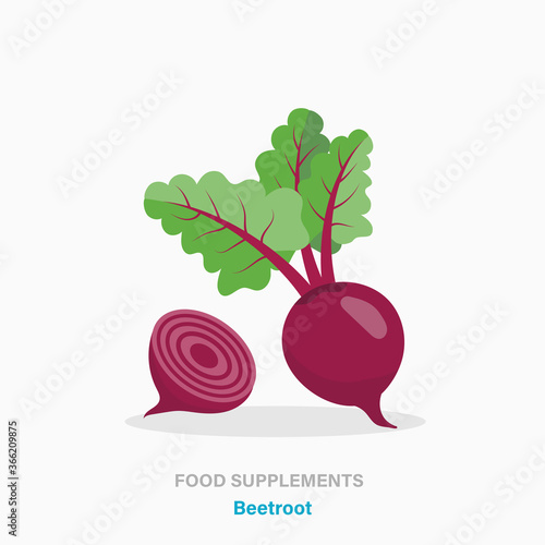 Vector flat isolated icon of food supplements - beetroot