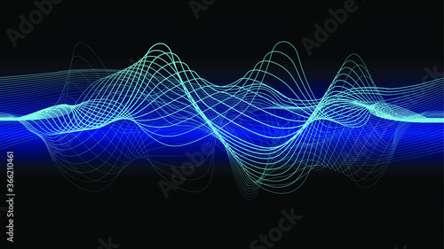 Abstract flow lines background . Fluid wavy shape .Striped linear pattern . Music sound wave . Vector illustration