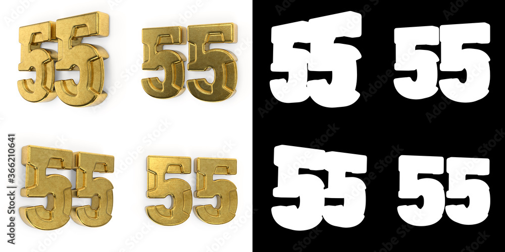 Obraz premium Set of golden number fifty-five years celebration
