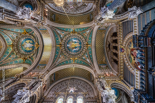 Inside the Basilica of Notre-Dame of Fourviere in Lyon  France  Europe