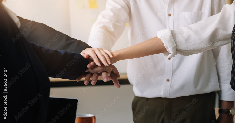 Obraz premium Teamwork Join Hands Support Together Business Teamwork Concept