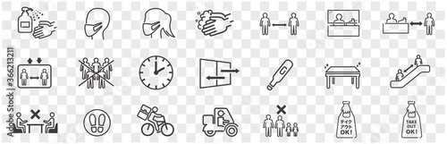  illustration of icons of coronavirus vector