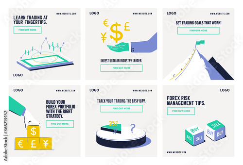 Forex stock market share social media post collection template