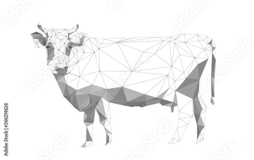Polygonal Cow Farm Animal. Editable Clip Art