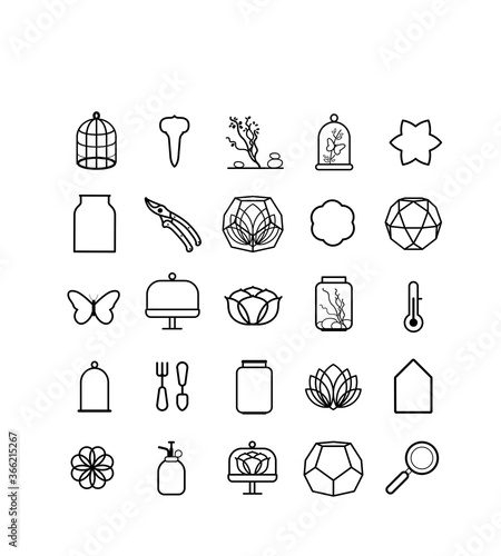 symbole, picto, icône, jardinage, jardin miniature, bocal