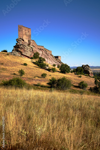 beautiful view of the zafra castle in vertical in the province of guadalajara in spain photo