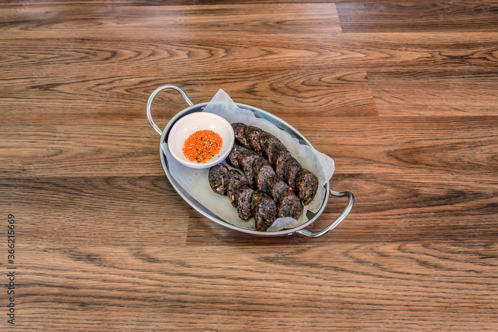 A Plate of Sliced Sundae (Korean Sausage)