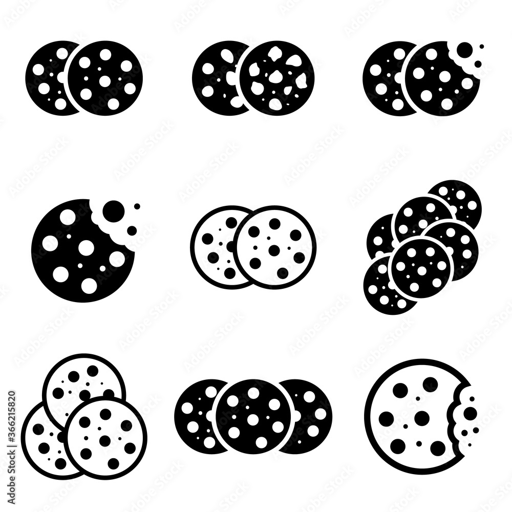 Simple Cookie Icon, Biscuit Symbol Vector Illustration Simple Cookie Icon, Biscuit Symbol Vector Illustration