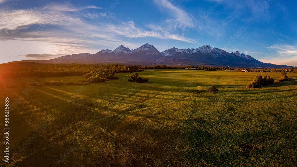 beautiful landscape with valleys, lakes and rivers in High Tatras