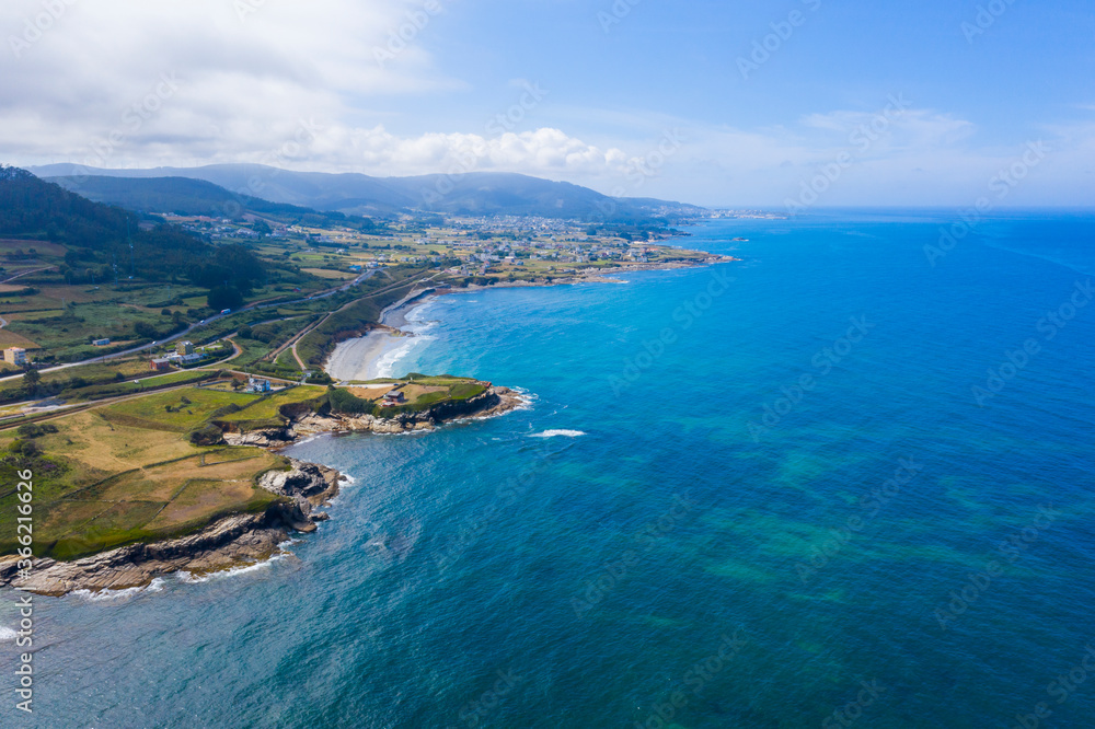 Aerial view of Foz coast in A Mariña Lugo Galicia Spain