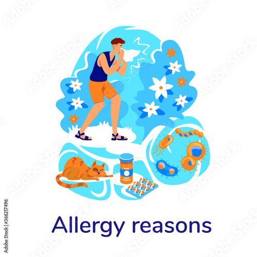 Respiratory problem flat concept vector illustration