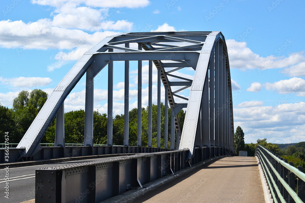 Fototapeta premium The bridge across the Dutch river IJssel near Doesburg, July 2020. The name of the bridge is 
